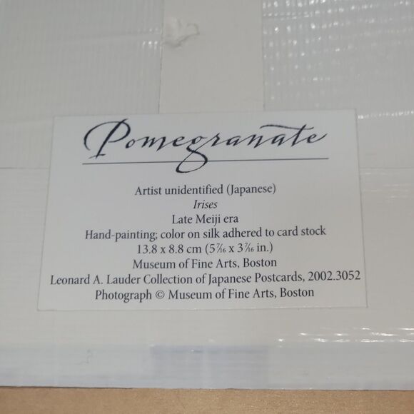 Irises Late Meiji Era Framed Postcard Hand painted On Silk Adhered To Cardstock - Picture 6 of 15